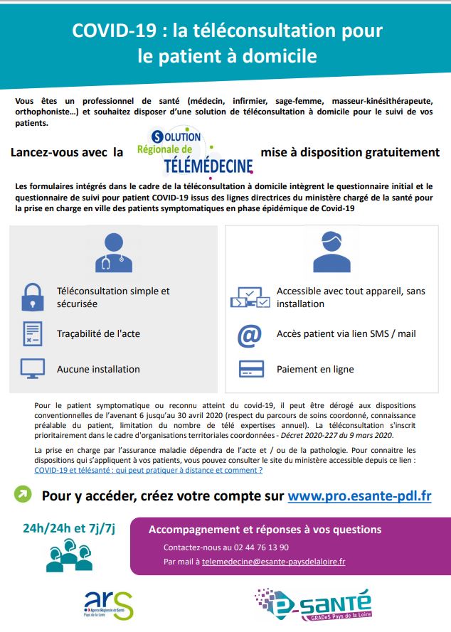 Covid-19 - Téléconsultation pour le patient à domicile