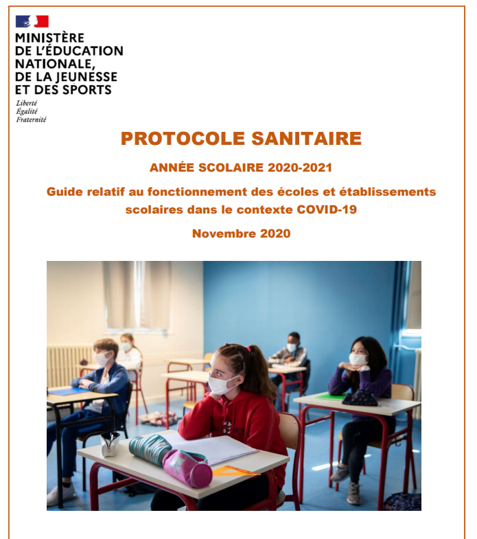 PROTOCOLE SANITAIRE établissements scolaires Novembre 2020 SRAE Sensoriel